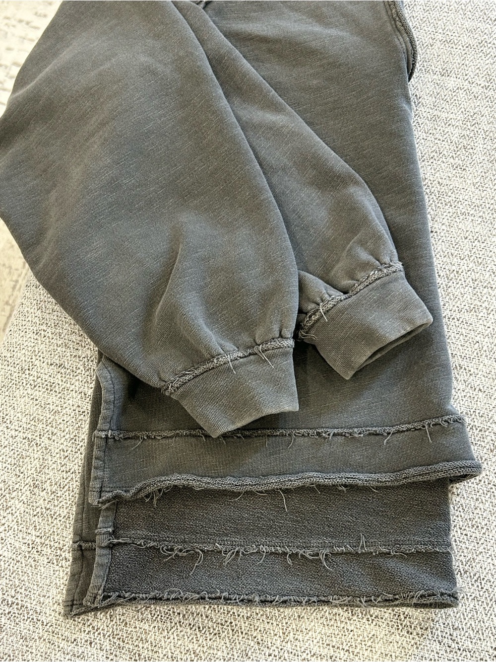 Pilcro Anthropologie Washed Gray Raw-Edge V-Neck Pullover - Picture 5 of 10